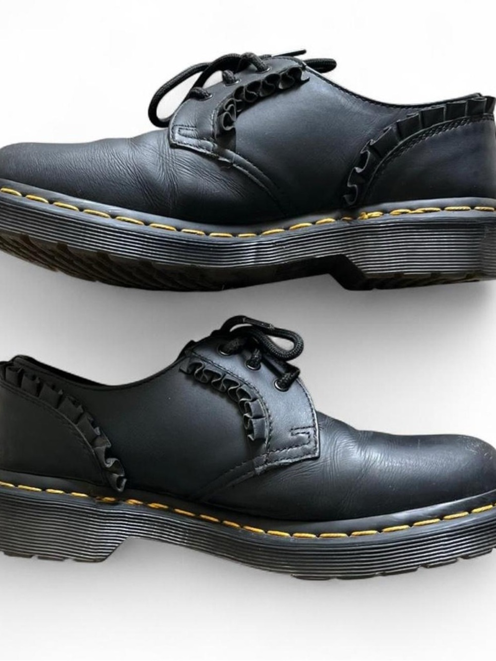 Dr. Martens 1461 Frill Black Napa Leather Lace-Up Oxfords